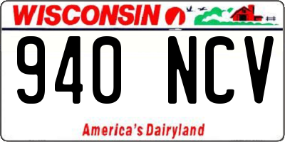 WI license plate 940NCV