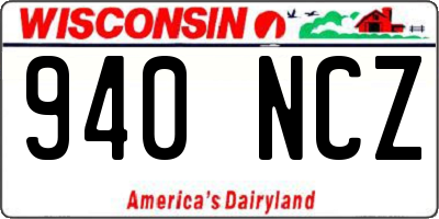 WI license plate 940NCZ