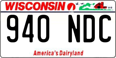 WI license plate 940NDC