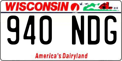WI license plate 940NDG