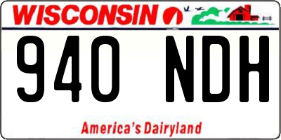 WI license plate 940NDH