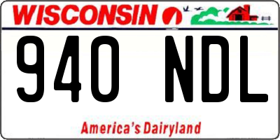 WI license plate 940NDL