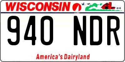 WI license plate 940NDR