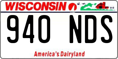WI license plate 940NDS