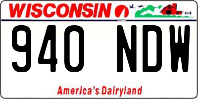 WI license plate 940NDW