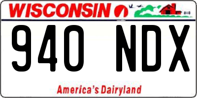 WI license plate 940NDX