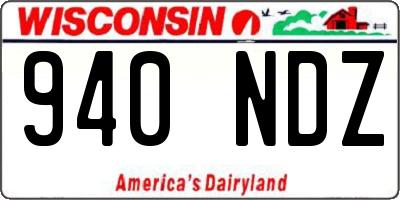WI license plate 940NDZ