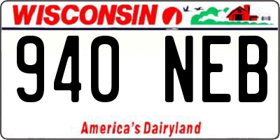 WI license plate 940NEB