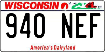 WI license plate 940NEF