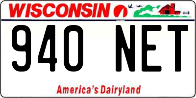 WI license plate 940NET