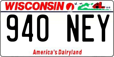 WI license plate 940NEY