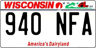 WI license plate 940NFA