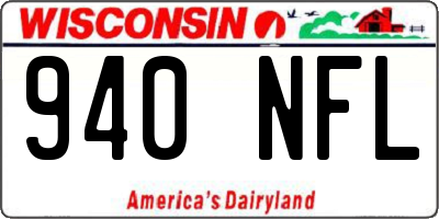 WI license plate 940NFL