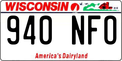 WI license plate 940NFO