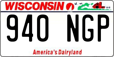 WI license plate 940NGP