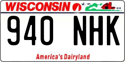 WI license plate 940NHK