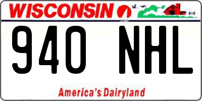 WI license plate 940NHL