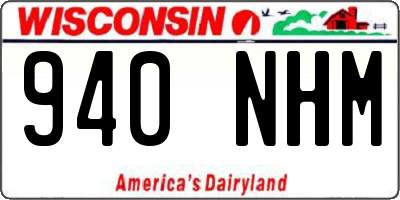 WI license plate 940NHM