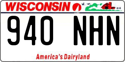 WI license plate 940NHN