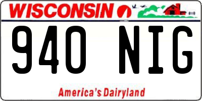 WI license plate 940NIG