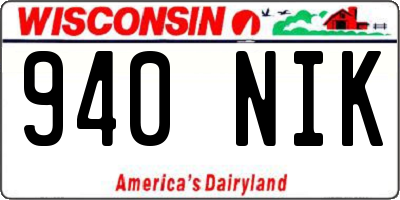WI license plate 940NIK