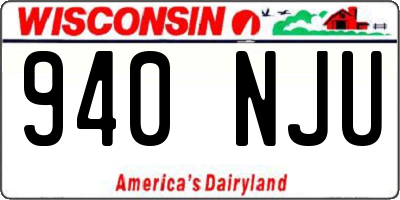 WI license plate 940NJU