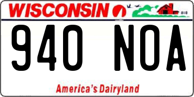 WI license plate 940NOA