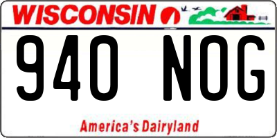 WI license plate 940NOG