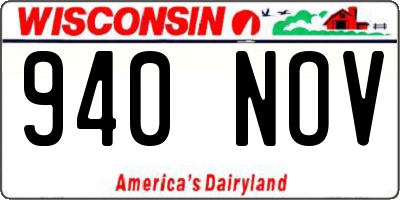 WI license plate 940NOV