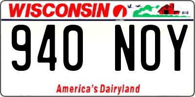WI license plate 940NOY