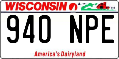 WI license plate 940NPE
