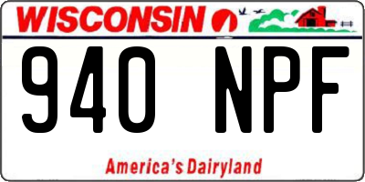 WI license plate 940NPF