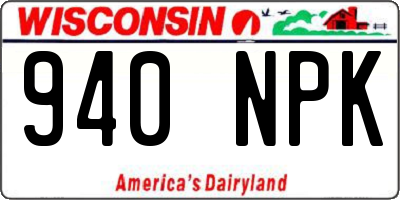 WI license plate 940NPK