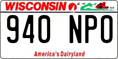 WI license plate 940NPO