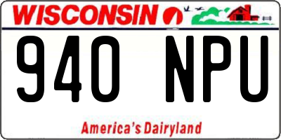 WI license plate 940NPU