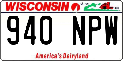 WI license plate 940NPW