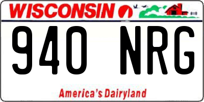 WI license plate 940NRG