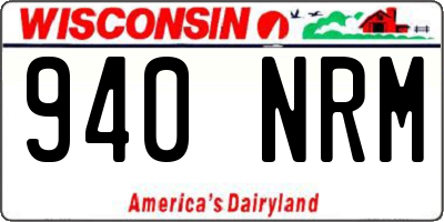 WI license plate 940NRM