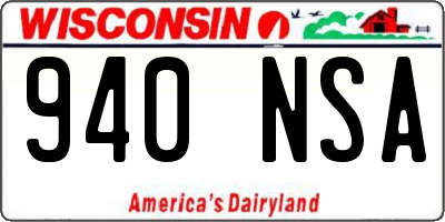 WI license plate 940NSA