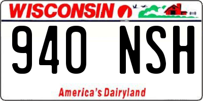 WI license plate 940NSH