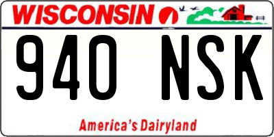 WI license plate 940NSK