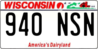 WI license plate 940NSN