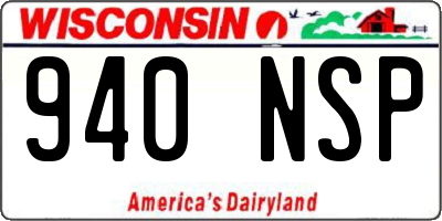 WI license plate 940NSP