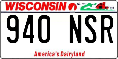 WI license plate 940NSR