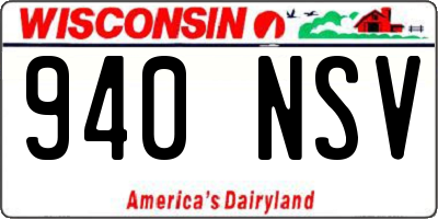 WI license plate 940NSV
