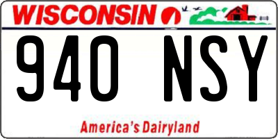 WI license plate 940NSY