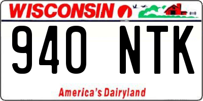 WI license plate 940NTK