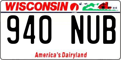 WI license plate 940NUB