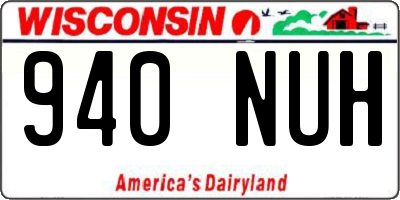 WI license plate 940NUH
