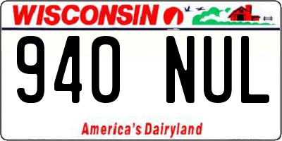 WI license plate 940NUL